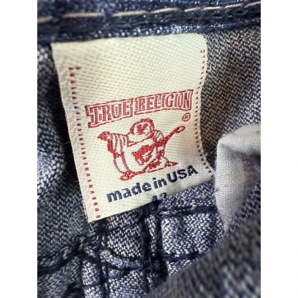 Vtg True Religion World Tour Jeans Mens 42x32 Embroidered Patch USA‎ Grunge Hip